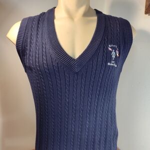 Izod Club Cableknit Sweater Women's M Medium 1997 Vintage Navy Blue
